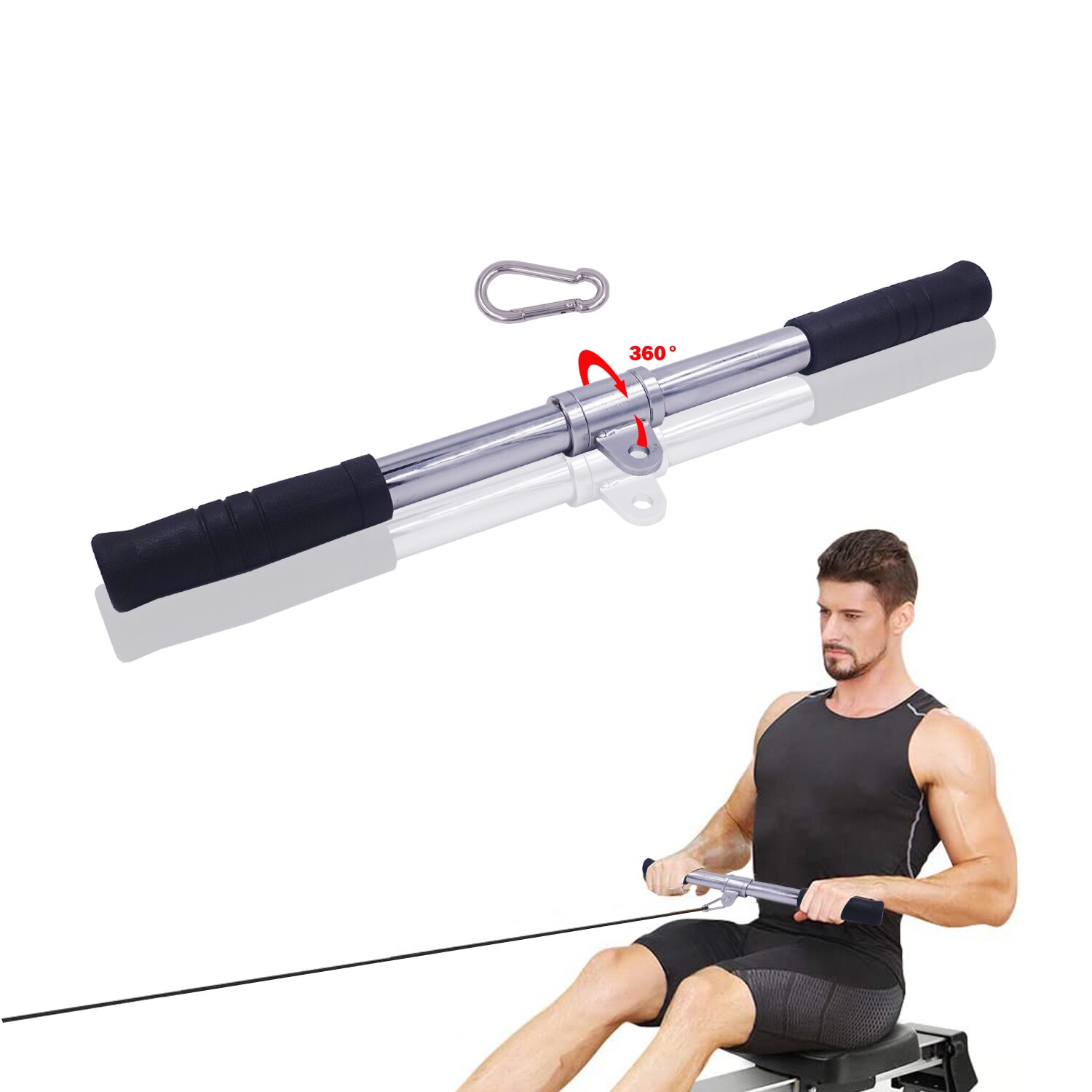 LAT Pull Down Bar Gym Rotating Straight Bar for Cable Machine Attachments Rowing Workout Biceps Strengthen Training Equipment