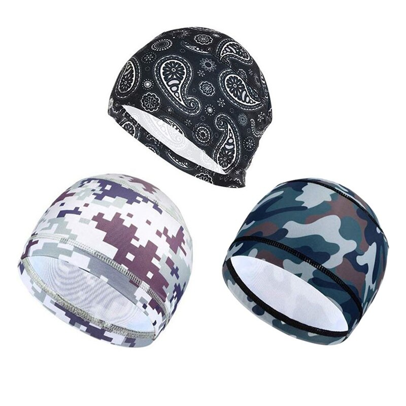 Mens Womens Quick Droge Zweet Camouflage Fietsen Dome Cap Rekbaar Fietsen Bandana Helm Liner Beanie Cap Voor Outdoor Sport