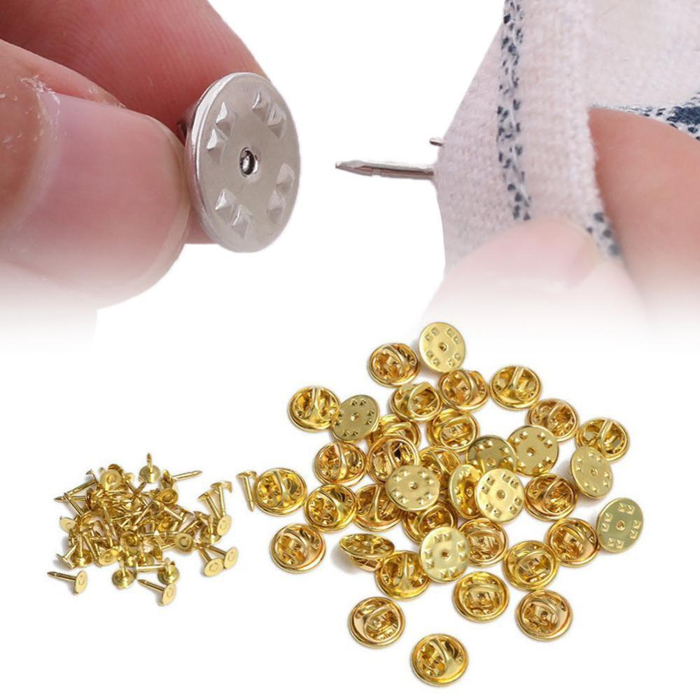 100 Pcs Gold Rhodium Kleur Koper Nail Tie Grip Revers Pin Terug Clutch Scatter Vlinder Sluiting Grip Houder Badge Diy sieraden