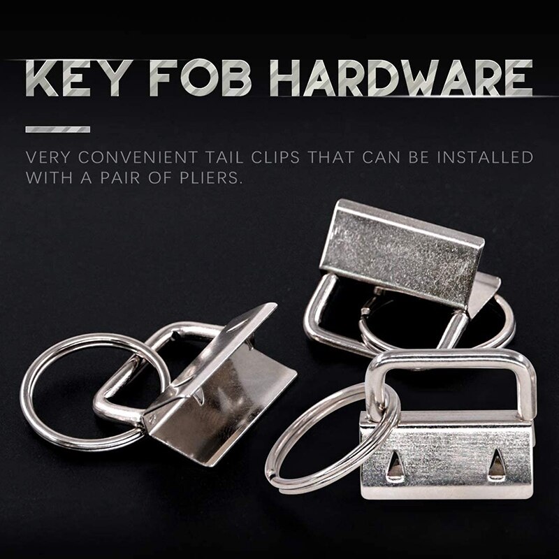 Jfbl 45 stk sølv 1 tommer nøglering hardware med nøglering sæt, perfekt til taske armbånd med stof / bånd / bånd