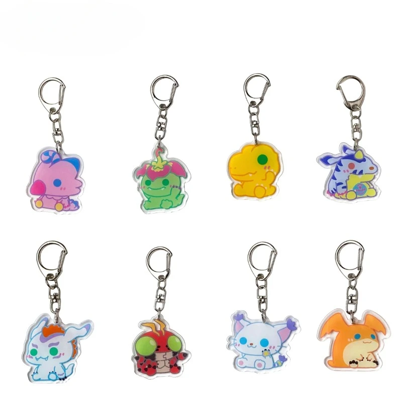 Digimon Agumon Gabumon animación periférica llavero acrílico estudiante bolso escolar accesorios lindo pareja colgante al por mayor