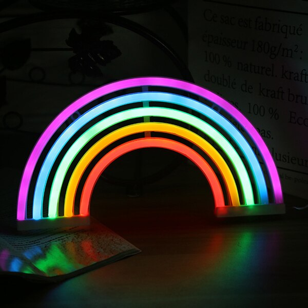 Led Neon Licht Regenboog Lamp 5V Led Verlichting Usb/Batterij Aangedreven Tafel Nacht Lampen Thuis Party Woonkamer muur Decor Voor Kids: Rainbow A