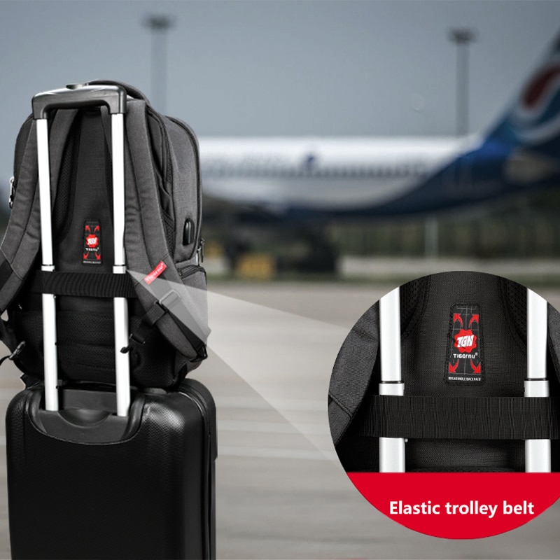 Tigernu-mochila informal antirrobo para ordenador portátil de 15,6 pulgadas, morral escolar delgado para hombre, morral de viaje para adolescentes