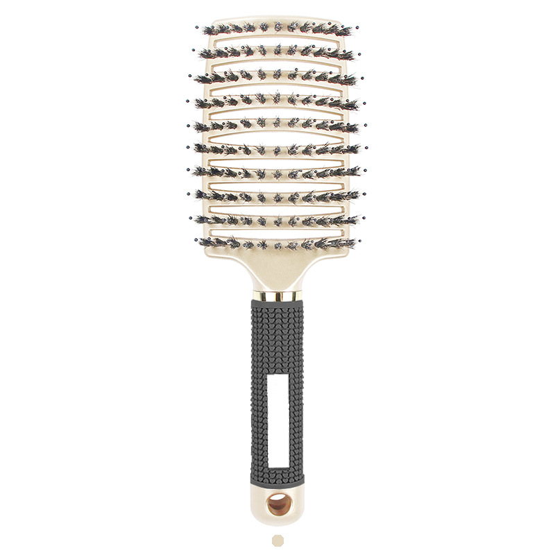 Peigne de Massage du cuir chevelu, brosse à cheveux en poils et en Nylon, brosse à cheveux démêlante humide et bouclée, outils de coiffure pour Salon de coiffure pour femmes: GRIS