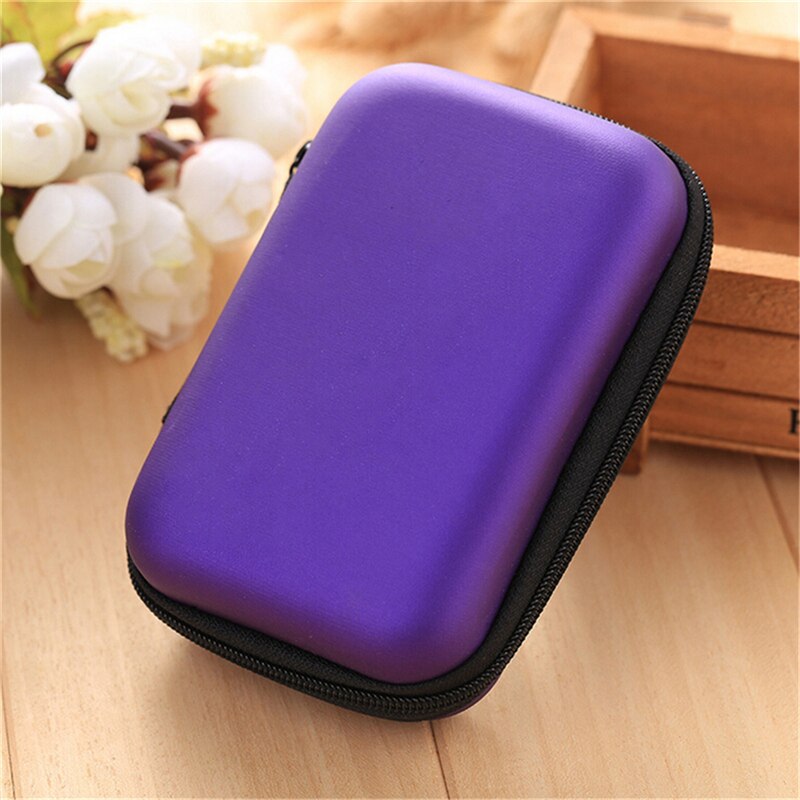 6 Colors 1PC Cosmetic Bags Compartments Case Cover Headphone Earphone Jewelry Bag Hard Nylon Carry Bag: Purple