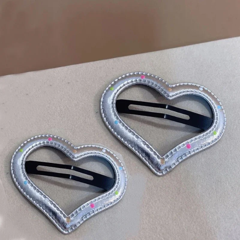 Horquillas plateadas de PU Y2K, pinzas para el cabello de varios estilos, estrellas BB, horquillas con Clip, pasador lateral bonito, accesorios para el cabello para mujer: Verde