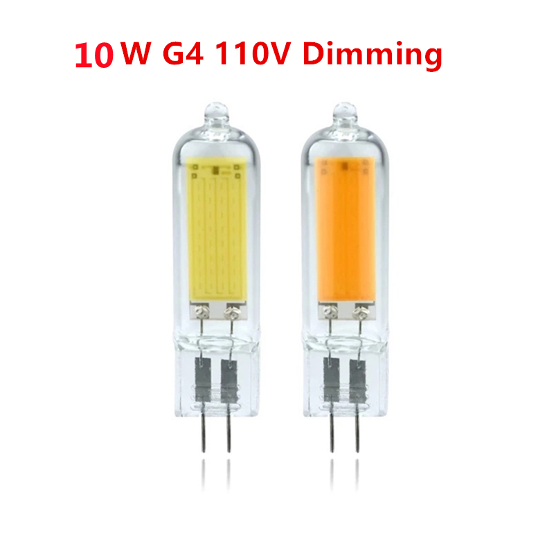 Bombilla LED regulable para lámpara de araña, 5W, 10W, G4, G9, COB, CA/110V, 220V, luz de cristal, luces de vela, reemplazo de 30W, 40W, halógeno, lote de 10 unidades: Color blanco cálido / Rojo