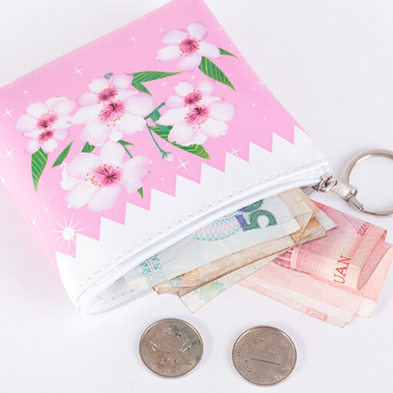 Pu dragkedja blomtryck myntplånbok byt plånbok barn flicka pojke kvinnor handväska dam plånböcker myntnyckelväska