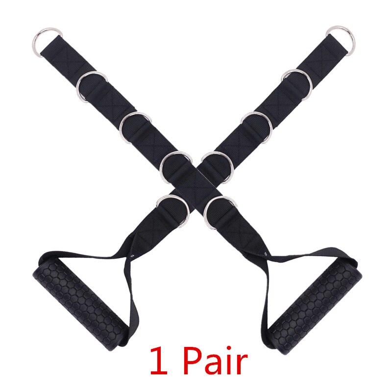 Gym Handle Multifunction Adjustable Stirrup Handles Fitness Cross Over Handle Triceps Bar Lifting Exercise Machine Accessories: gray