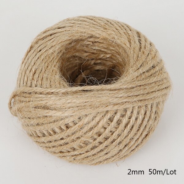 50Meters Multi Colors Natural Burlap Hessian Jute Twine Cord Hemp Rope String 2mm Box String Cord Wedding Tags Decoration: Natural