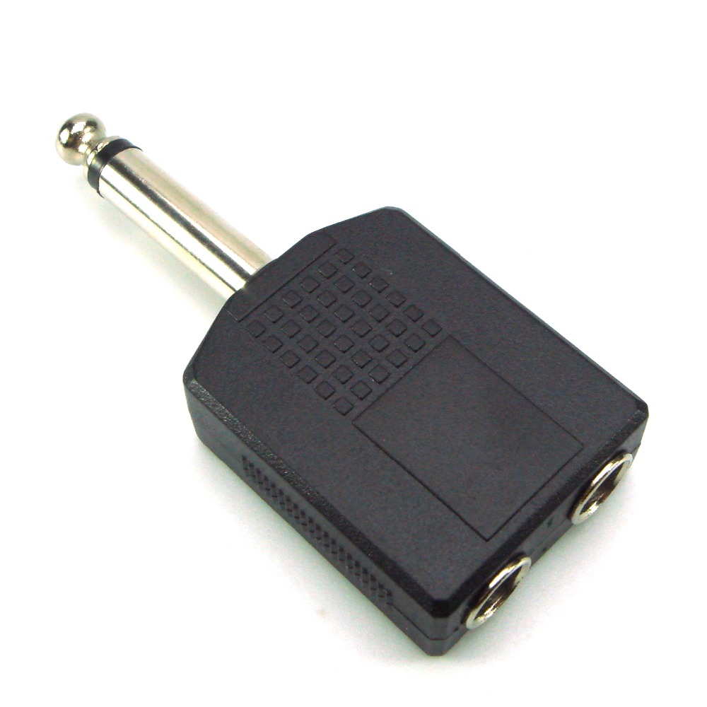 1/4" Mono / Stereo Audio Jack Plug Adapter Single Male To Dual Female 6.35mm Dual Jack Headphone Microphone Y Splitter Converter