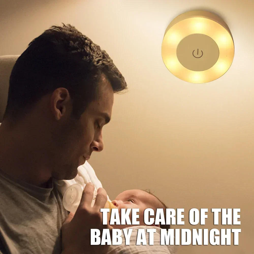 Luces LED nocturnas con Sensor táctil, luz de pared con Base magnética recargable por USB portátil, 3 modos, lámparas de noche con atenuación para dormitorio, 2/1 Uds.