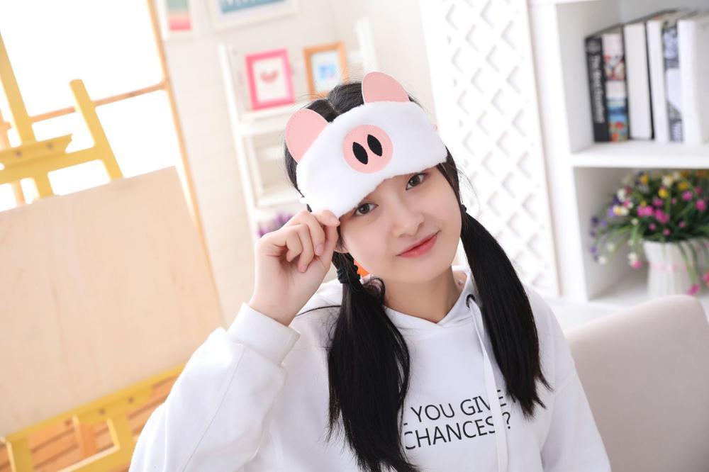 Cartoon pig Sleeping Mask Eye Shade Cover Patch for Girl Kid Teen Blindfold Travel Makeup Eye Care Tools Night Accessories