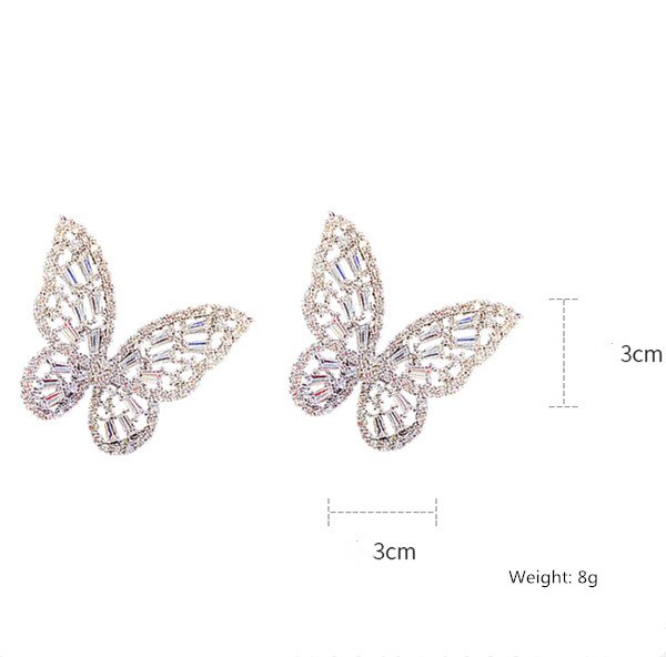 Fyuan Vlinder Zirkoon Stud Oorbellen Voor Vrouwen Meisje Prachtige Mooie Kristallen Oorbellen Bruiloften Sieraden