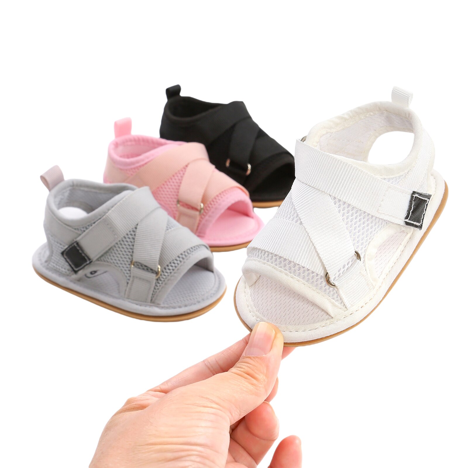 Citgeett Summer Newborn Girls Boys sandali solidi scarpe Mesh traspirante piatto suola morbida scarpe Casual