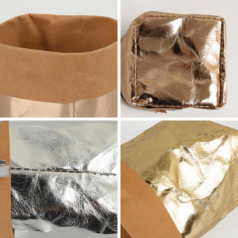 Hergebruik cosmetica organizer kraft papieren zakken multifunctionele thuis opbergtas wasbare kraft papieren zak planten bloemen potten vaas,.