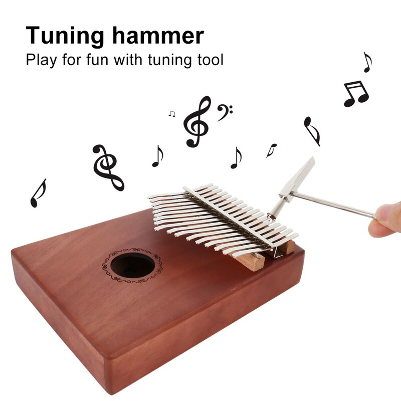 17 Keys Kalimba Thumb Piano Wood Mahogany and Transparent Body Musical Instrument with Learning Book Tune Hammer for Beginner