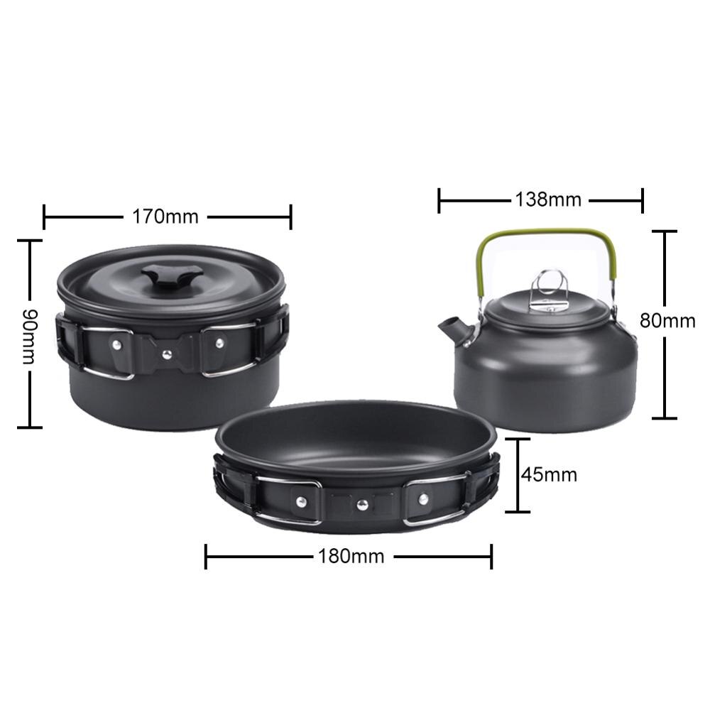 Portatile di Campeggio Esterna Pentolame E Utensili per Cucinare Acqua Bollitore padella impostato di Campeggio di picnic Pentolame E Utensili per Cucinare Cucina kit di Utensili per Escursionismo picnic: stile C