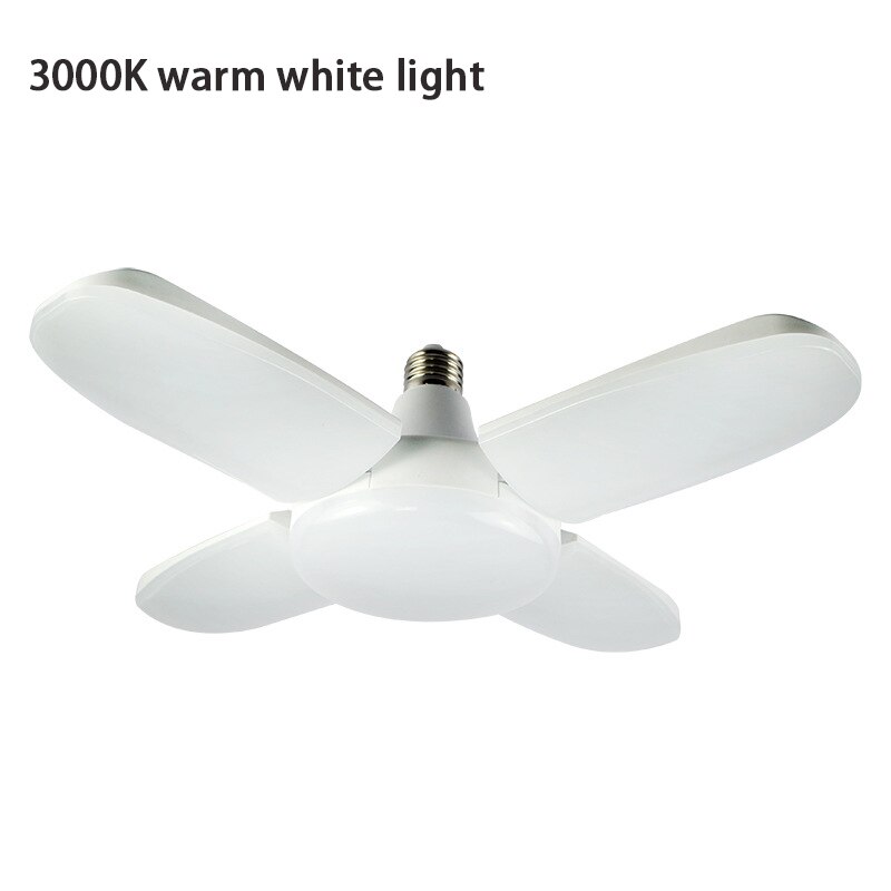 E27 Led Lamp Fan Blade Timing Lamp AC85-265V 28W Opvouwbare Led Industriële Lamp Lamp Voor Thuis Plafondlamp garage Licht: 3000K- Warm light
