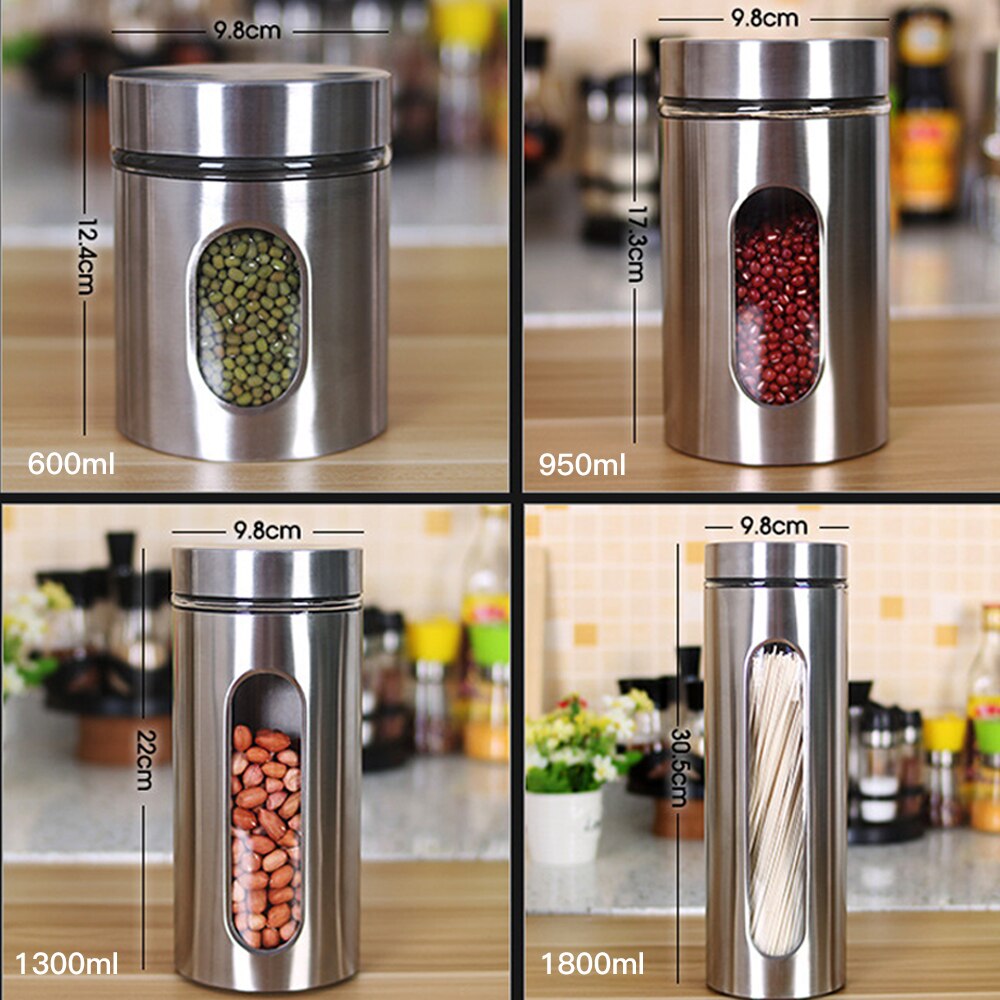 Thee Doos Blikken Kan Rvs Thee Tank Koffie Suiker Opslag Container Potten Potten Keuken Opslag Pot Voor Noten Bottels thee