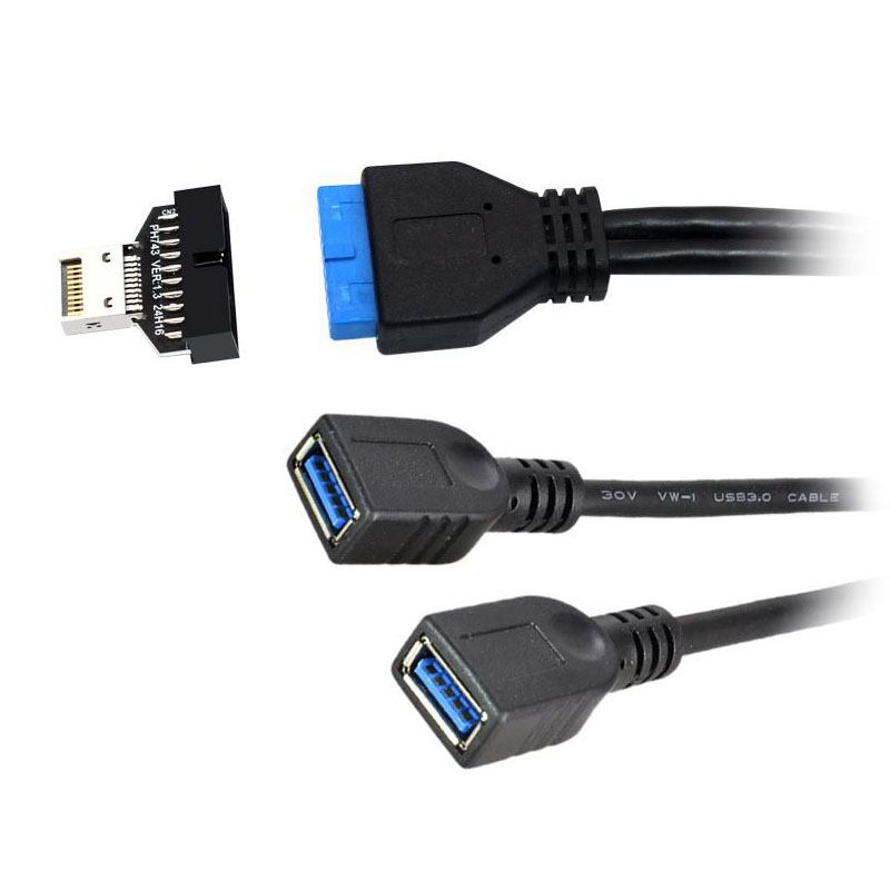 Type E to USB 19/20 PIN Converter Connect USB3 USB2 Type C Mainboard PC Case Front Panel to Type E Vertical Extend Adapter