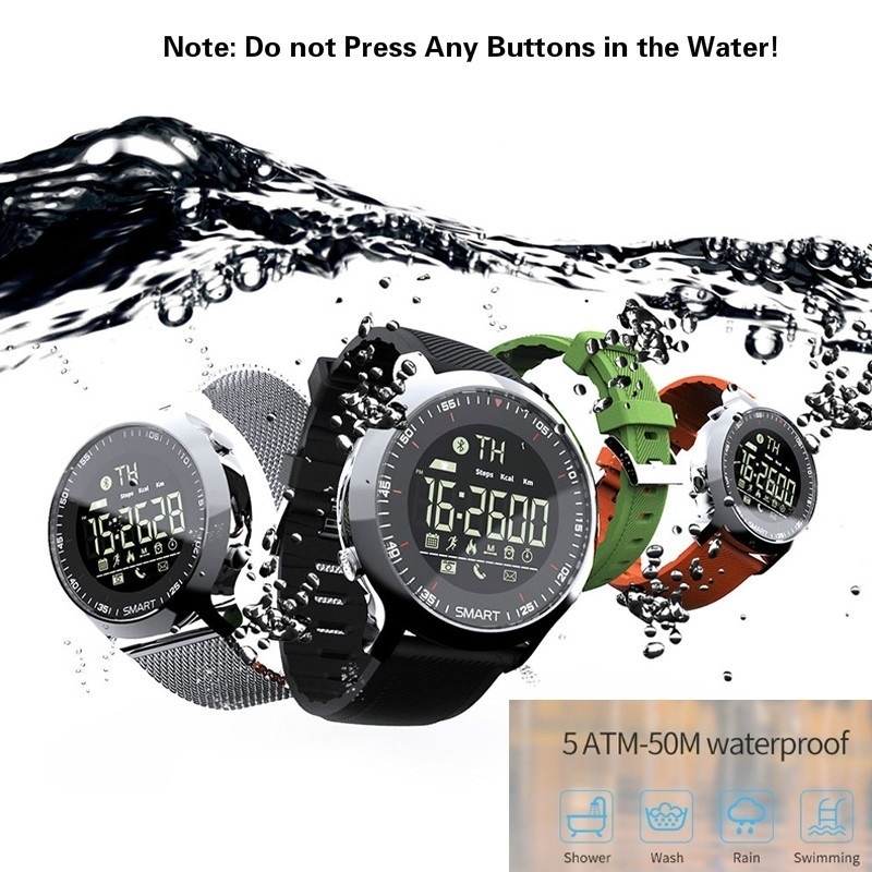 Smart Horloge IP68 Waterdichte 5ATM Stappenteller Bericht Herinnering Lange Standby-tijd Backlight Fitness Tracker Horloge Armband