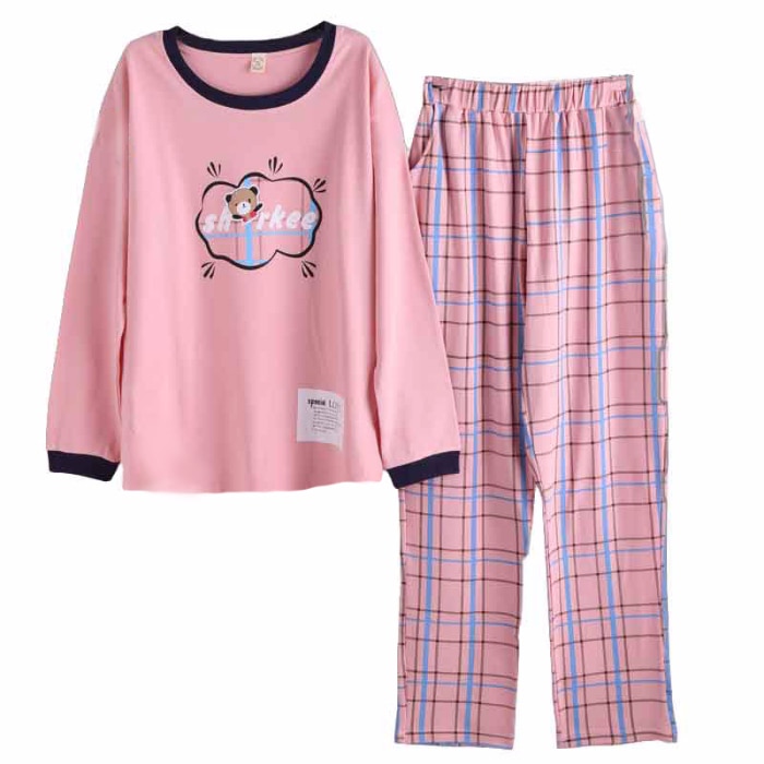 Spring And Autumn Cotton Pajamas For Women Long Sleeve Trousers 2 Pcs Pyjama Sets Good Pijama Casual Sleepwear