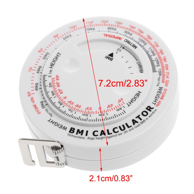BMI Body Mass Index Intrekbare Tape 150 cm Maatregel Rekenmachine Dieet Gewichtsverlies H15