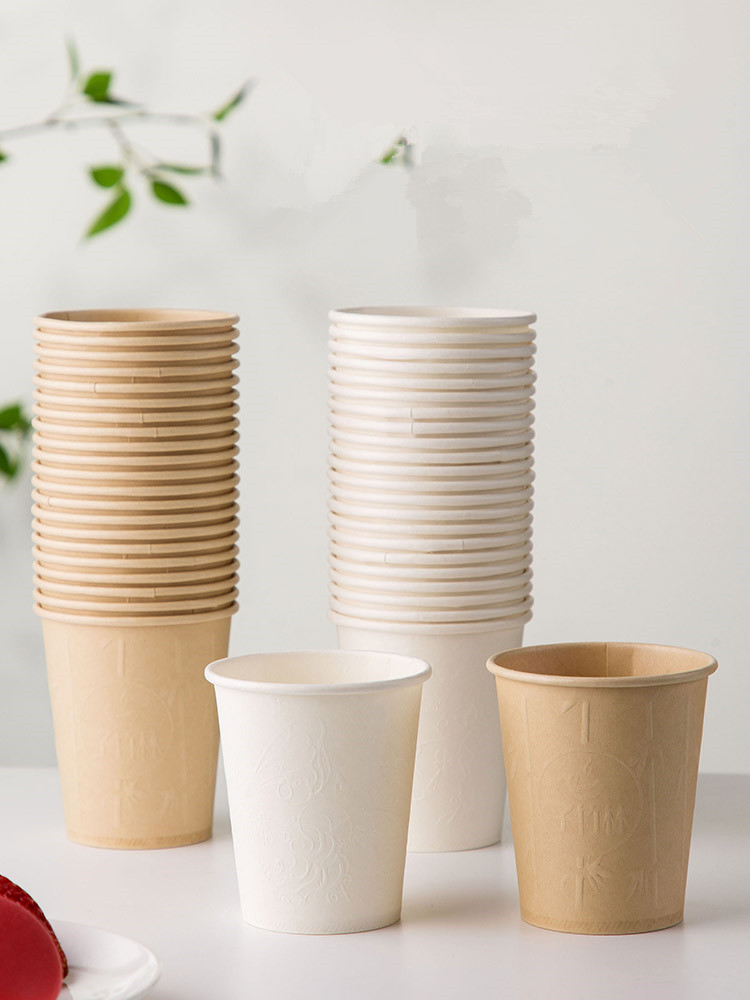 40 Stks/pak Bamboevezel Huishoudelijke Papier Cups Wegwerp Koffie Kopje Thee Cup Feestartikelen