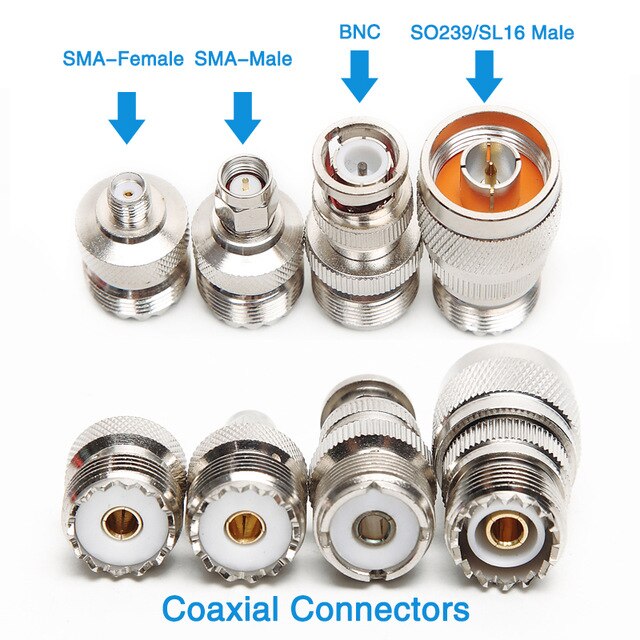 Connector Adapter Mobile Radio Antenna SO239/PL259/UHF Male Coaxial Connector to Walkie Talkie SMA-Female/SMA-Male/BNC/SL16: 4 Pieces Set