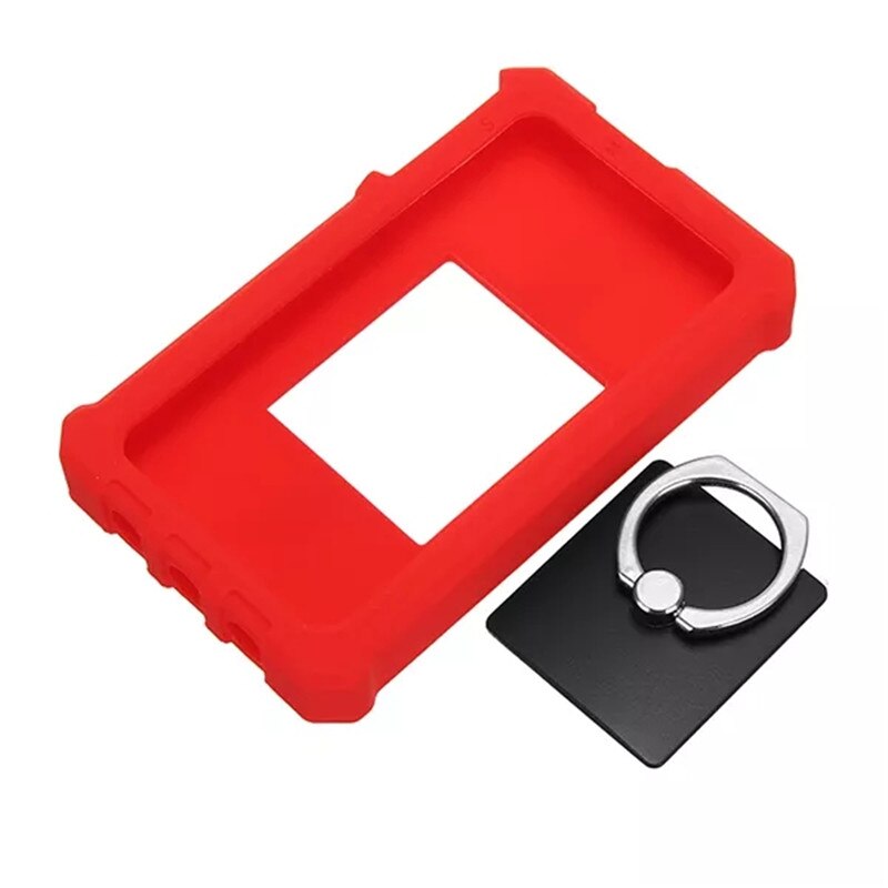 Blødt silikone etui til  ds212 mini dso digitalt oscilloskop beskyttende opbevaringscover ring stativ holder skal taske rød sort gul: Rød