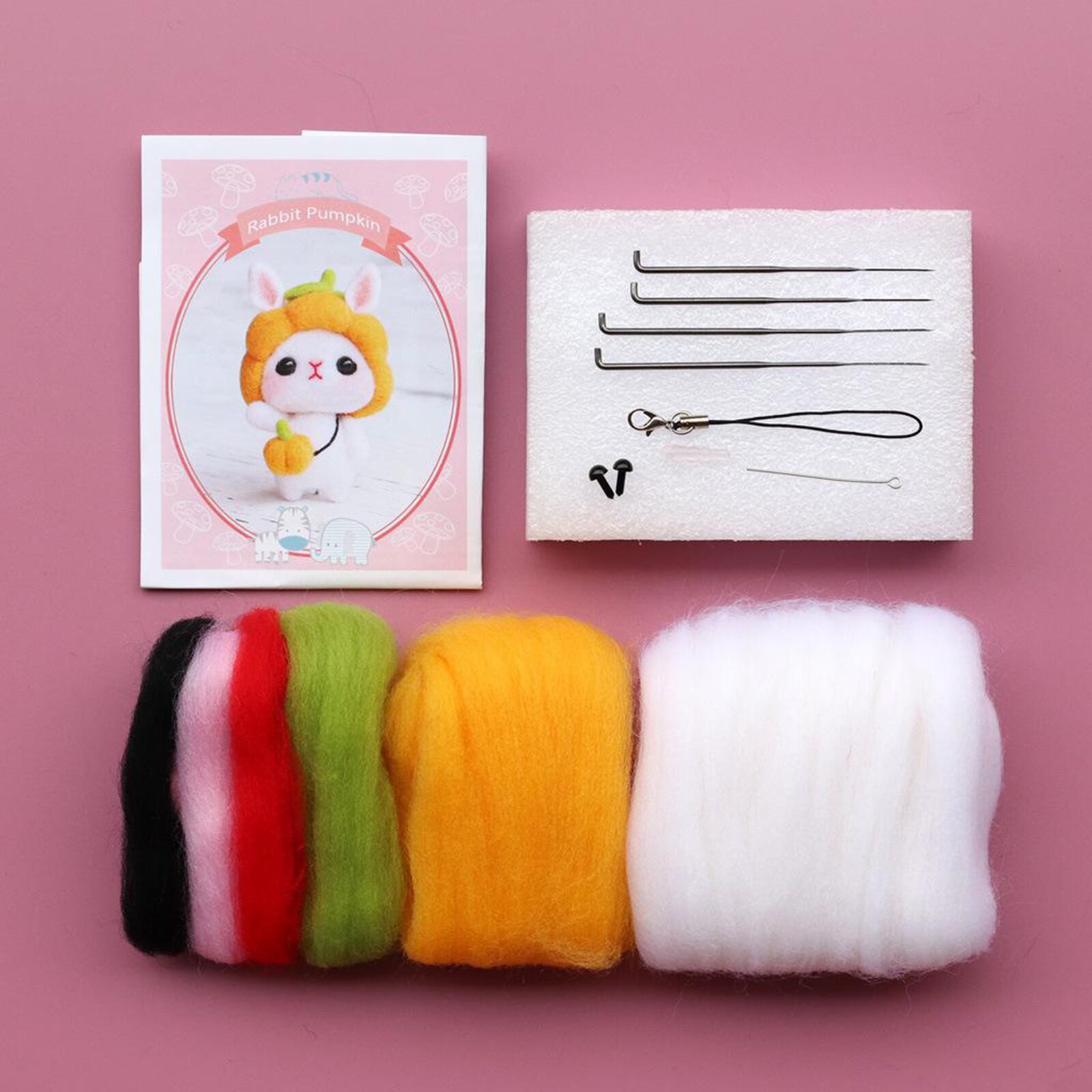 Animal Rabbit Wool Needle Felting Kit DIY Needlefelted Kit for Beginners Adults