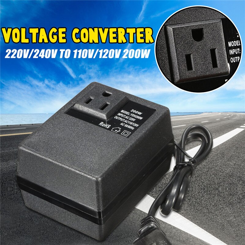 220V 240V Naar 110V 120V 200W Elektronische International Travel Power Converter Voltage Converter Power Adapter transformers