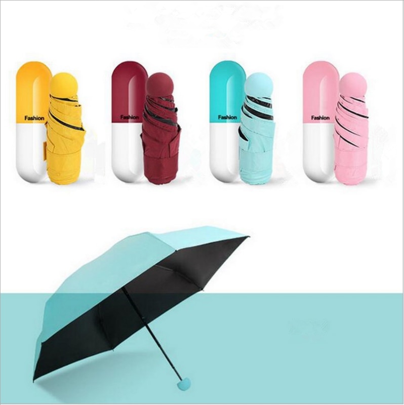 Paraguas Mini cápsula para mujer, paraguas transparente de bolsillo Anti-UV, paraguas plegable a prueba de viento, paraguas compacto para lluvia para niños