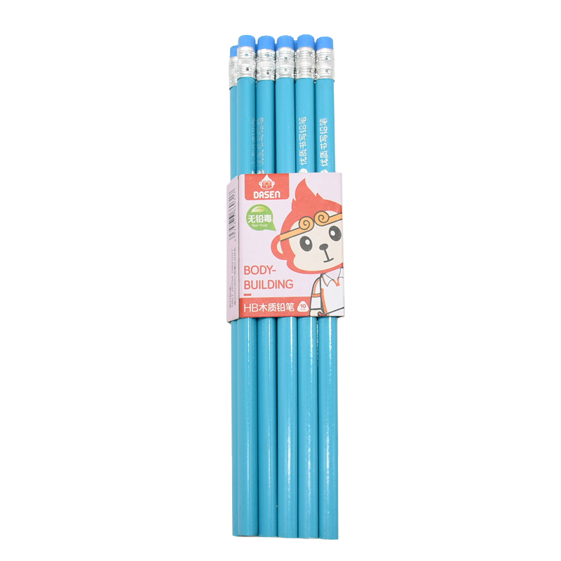 100pcs Classic solid color log Pencil With Rubber Attached HB Writing Learn Drawing Writing Pencil Office Stationery
