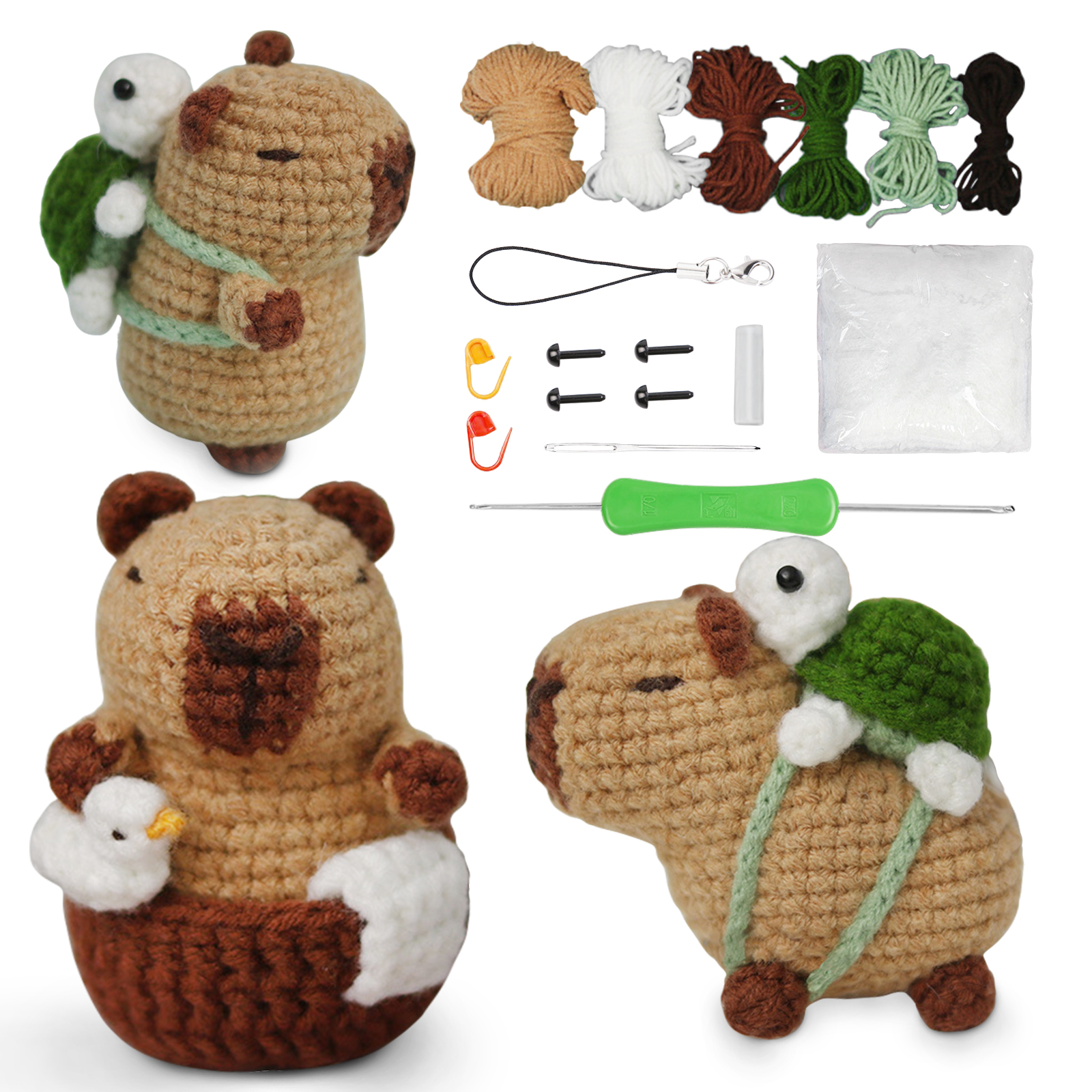 Kit de crochet capibara, lindo kit de ganchillo de animales, de Navidad, kit de ganchillo para principiantes, kit de ganchillo para amantes del manualidades,