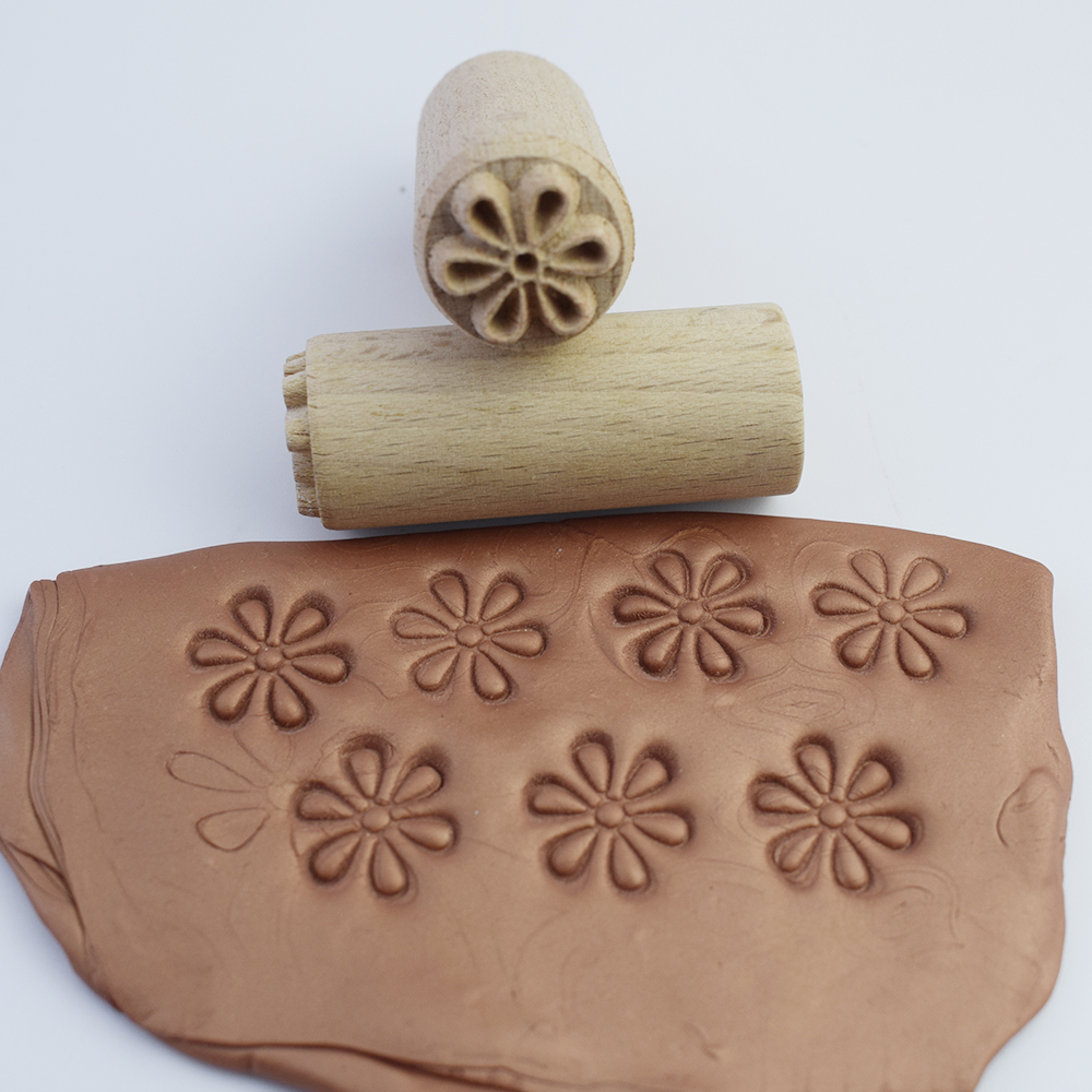 Más sellos de patrón para arcilla, bonita flor, hoja, textura Animal, sello en relieve, bloque de madera, sellos de cerámica, herramienta de arcilla polimérica de cerámica: Blanco puro