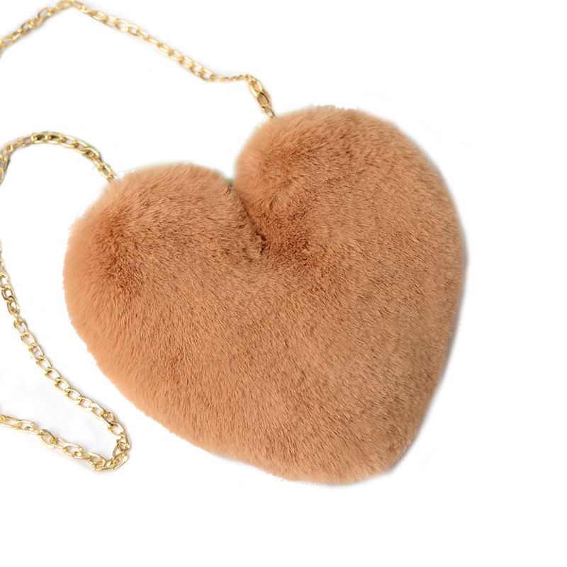 Mini borse a tracolla pelose a forma di cuore borse a tracolla in peluche pelose per donna M5TE