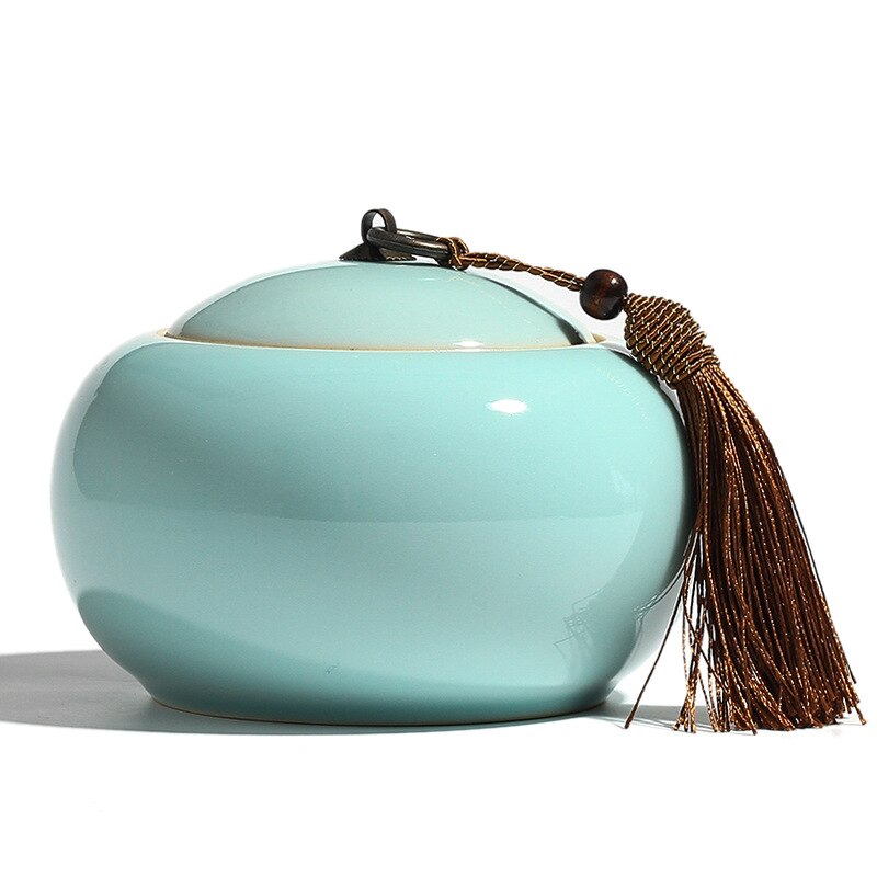 CHANSHOVA Traditional chinese style Ceramic Tea box Sealed moisture-proof Tea container China porcelain Tea storage tins C063: Large B