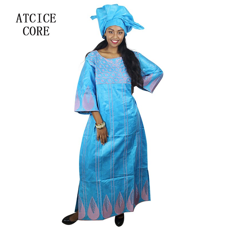 100% Katoen Afrikaanse Jurken Voor Vrouwen Mode Dashiki Afrikaanse Bazin Riche Borduren Kleding 101 #