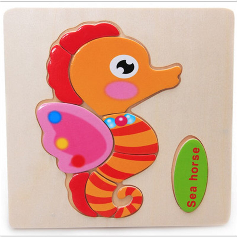 Toys Wooden Puzzles 3D Learning Jigsaw Educational Developmental Toys For Children Cartoon Animal Puzzle Kids Children Toy: sea