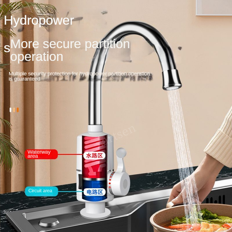 Grifo calentador de agua eléctrico para cocina, calentador instantáneo de agua y fría, sin depósito