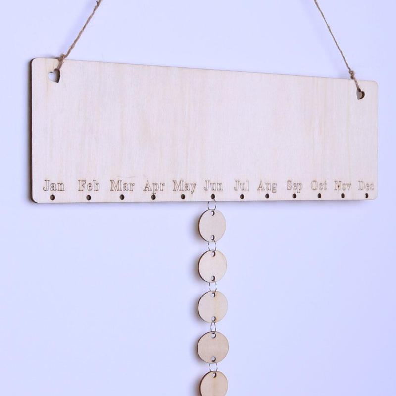 DIY Wooden Calendar Birthday Reminder Special Date Record Sign Blank Planner Board Home Wall Hanging Calendario Decor
