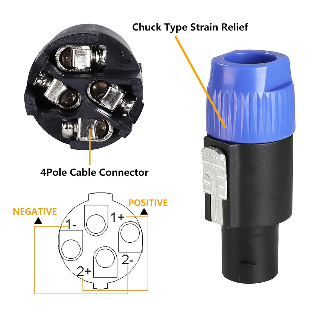 10 stücke Lautsprecher Audio Kabel Stecker Adapter 4-polig 4pin nl4fc Ohm Stecker Zubehör Ersatz für Verstärker