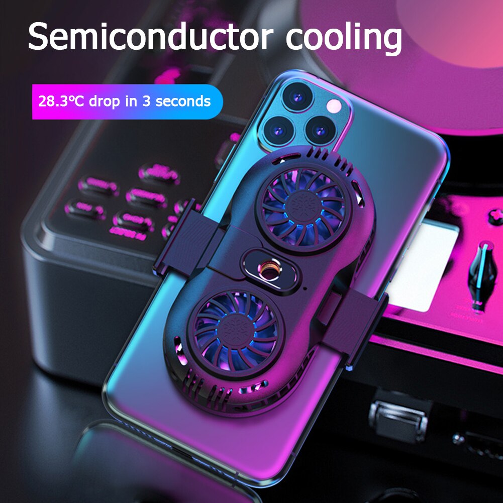 Portable USB Mobile Phone Cooler Radiator Dual Fan Universal Gaming Smartphone Holder Heat Sink Gamepad Controller Cooling Pad
