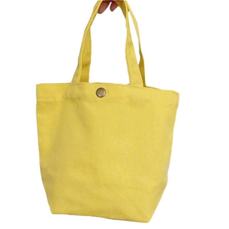 Outdoor tassen voor picknick snoepkleurige canvas tas lunchtas draagbare lunchbox tas met koperen gesp kampeergereedschapstas: Geel