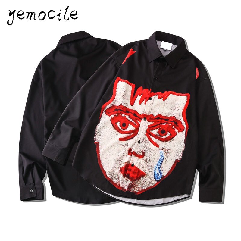 Flamme Gedruckt Hemd Paare Tragen Lässige Männer Frauen Hemden Harajuku Hüfte hüpfen Streetwear verlieren Langarm Blusen StreetWear