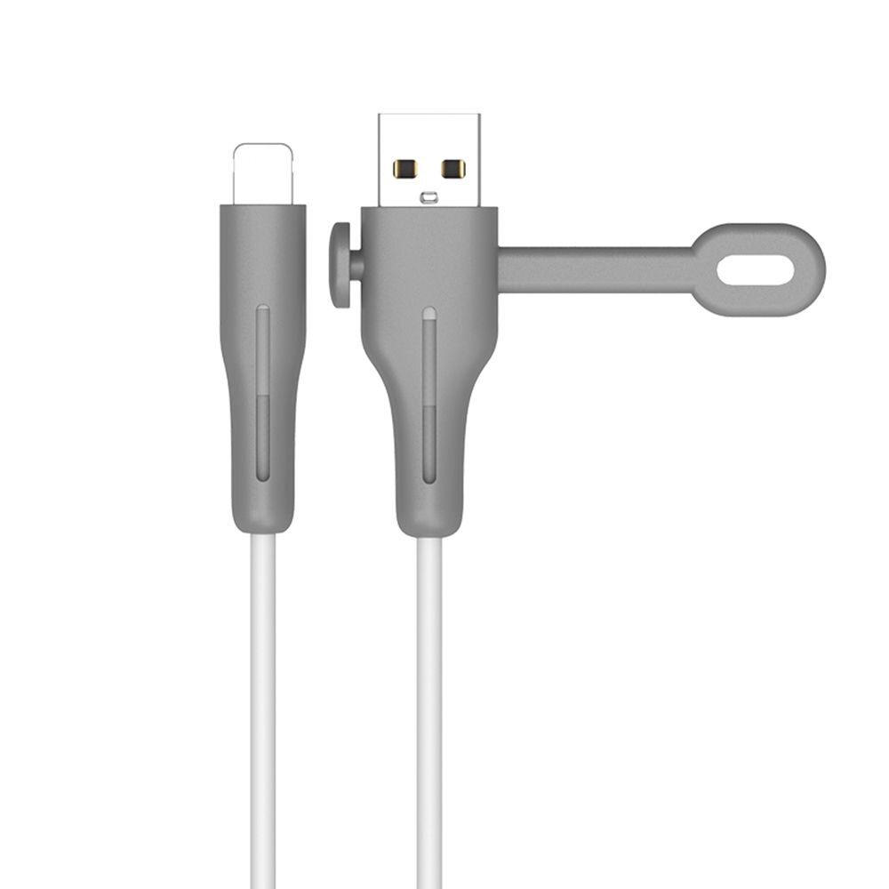 Kaapelinsuoja pehmeä silikonisuojus apple iphonelle usb-laturi kaapelinsuojaus langankelaus käytännöllinen lisävaruste: Harmaa