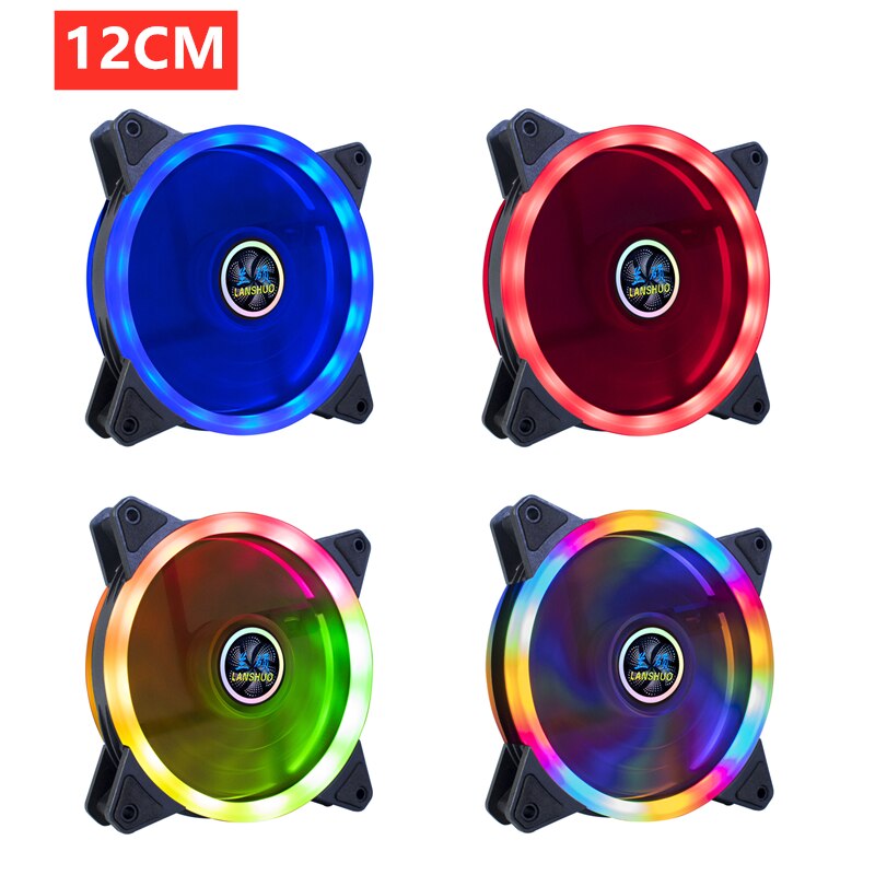Ventilador de carcasa de ordenador, Enfriador de PC silencioso, RGB, LED, PWM, 4 pines, 9CM/12CM, 90MM / 120MM
