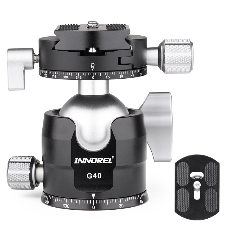 Low Center Gravity Tripod Ballhead Double Panoramic U Notch Ball Head add Universal Quick Release Plate for Monopod DSLR Camera: G40 add extra plate